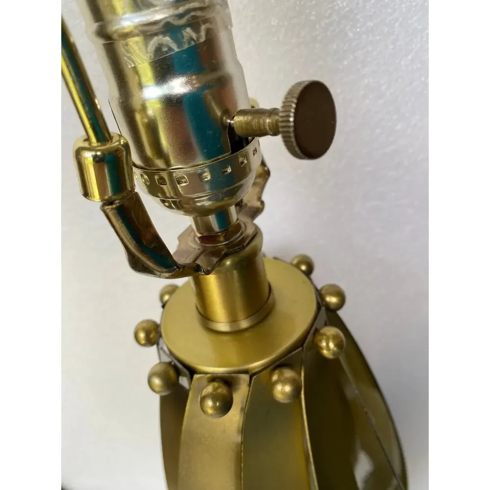 Elegant Gold Table Lamp with Gold Sculptural Metal Body Modern Acrylic Base